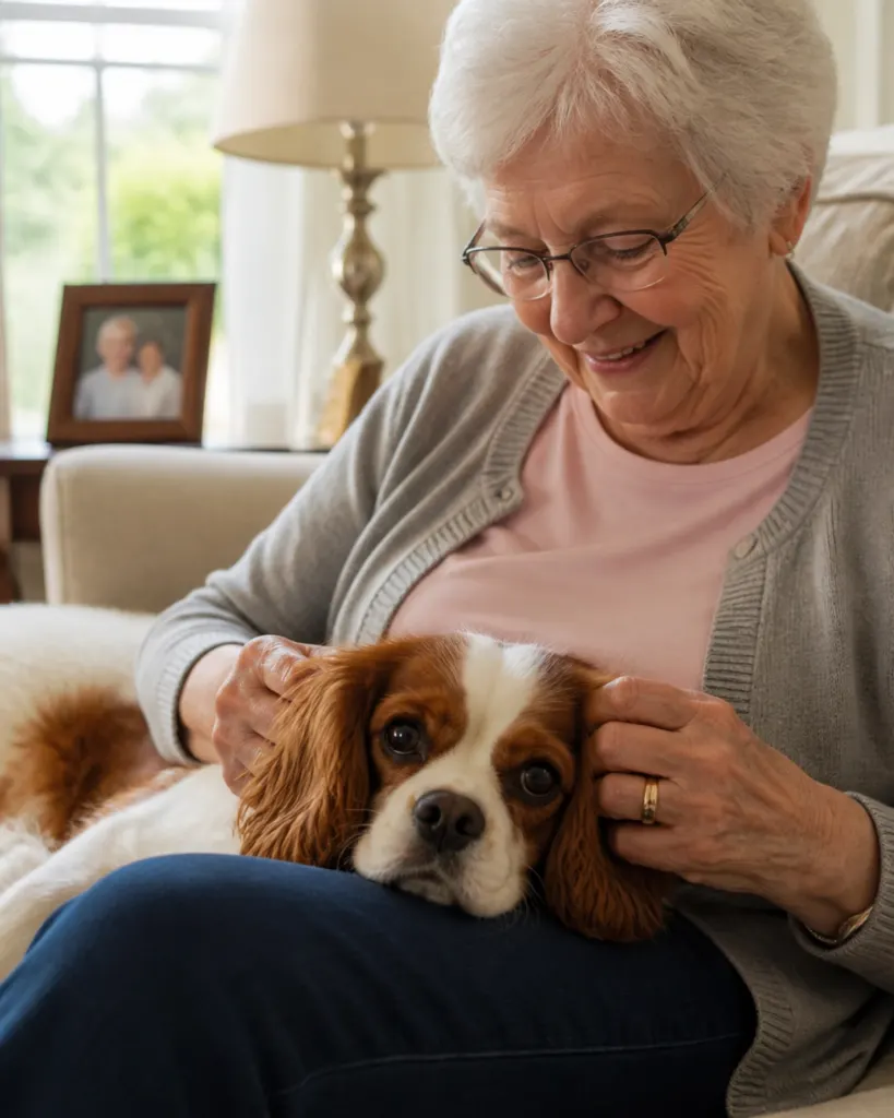 A therapy-quality Cavalier providing comfort and emotional support.